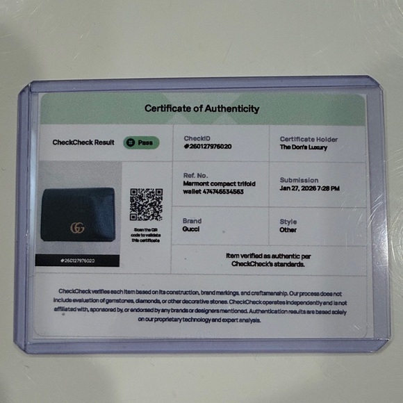 Gucci Marmont Black Leather Trifold Wallet | Gold GG | Authenticated - Picture 5 of 5